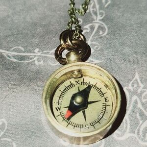 Sweet Vintage Brass Plate Compass Necklace to Help Find Your Way